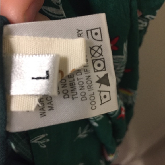 Green summer dress, bird flower print - Picture 6 of 6